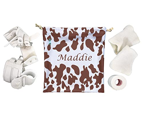 Bitt Sportswear Personalized Gymnastics Grip Bag in Cow Print with Crystals Options (Brown Cow Print) - color: Brown Cow Print