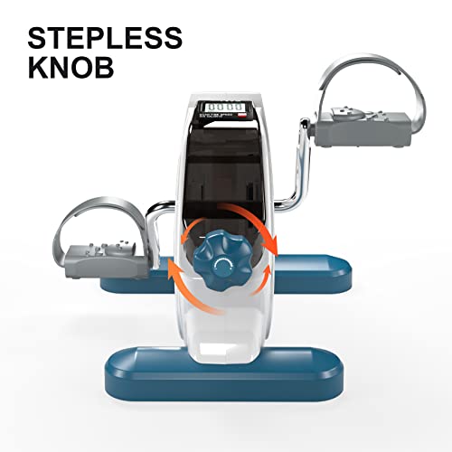 Under Desk Bike Pedal Exerciser Portable Mini Home Exercise Bike with 5LBS Flywheel Sitting Peddler Exerciser for Seniors Legs and Arms Trainer Physical Therapy Equipment Fitness Exercise Bicycle - style: white