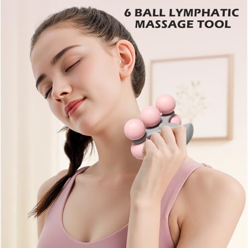 Lymphatic Drainage Massager, Promote Lymph Circulation & Enhance Metabolism, Body Massage Tools for Relieve Muscle Stiffness - size: 6 Ball -pink