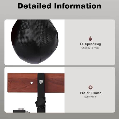 Speed Bag Platform Speed Bag Boxing Kit for Adults Height Adjustable Wall-Mounted Heavy Duty Boxing Training Equipment 360° Rotatable Speed Ball with Punching Ball Fits Home Gym Workout - color: Black 2 Mounting Boards