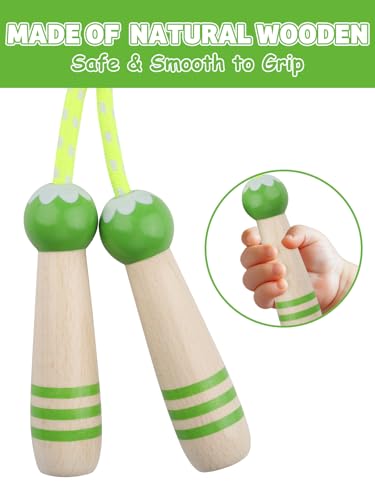 Jump Rope for Kids, Lorvain Adjustable Skipping Rope, Kids Jump Ropes with Wooden Handle for Girls Boys, Weighted Jumping Ropes for Fitness Workout Exercise Outdoor Fun Activity - color: Green-1pc