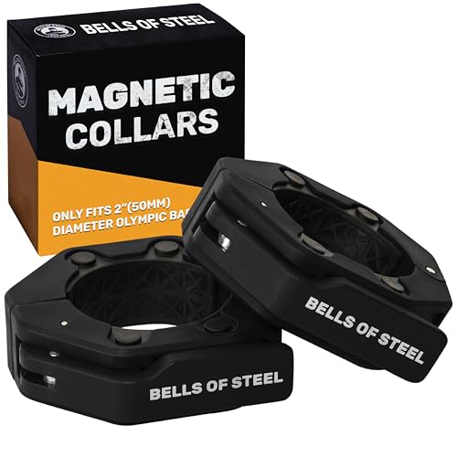 Magnetic Barbell Collars [Bells of Steel] Version 2.0 Premium Weight Bar Clamps, Quick Release Barbell Clips, Olympic Barbell Clamps, High-Strength Nylon Gym Clips, Pair, Black - color: Black V.2