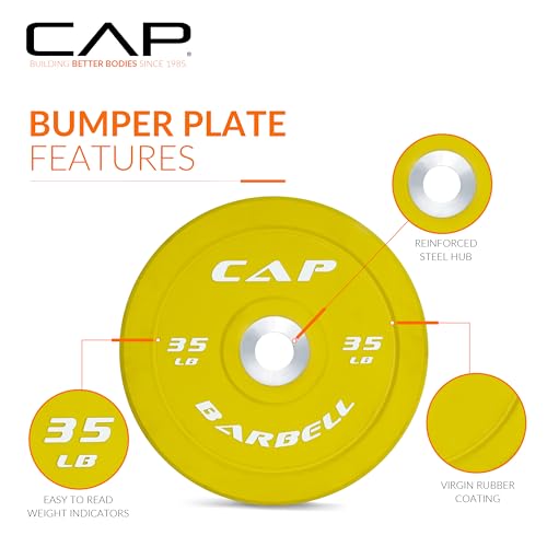 CAP 2-inch Olympic Bumper Plate Weight Set | 100-370 lbs | Multiple Colors | Storage Rack Optional - size: 100 lb - Set, style: COMPETITION