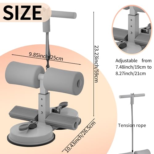 Sit Up Bar Foot Holder, Height Adjustable – Sit Up Assistance Device with 2 Strong Suction Cups – Essential Ab Workouts & Core Exercise Equipment for Home Workouts (Black)