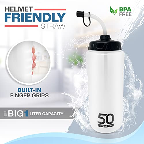 50 Strong | Hockey & Lacrosse Straw Water Bottles, 18-Pack, 1 Liter - size: 18 Pack
