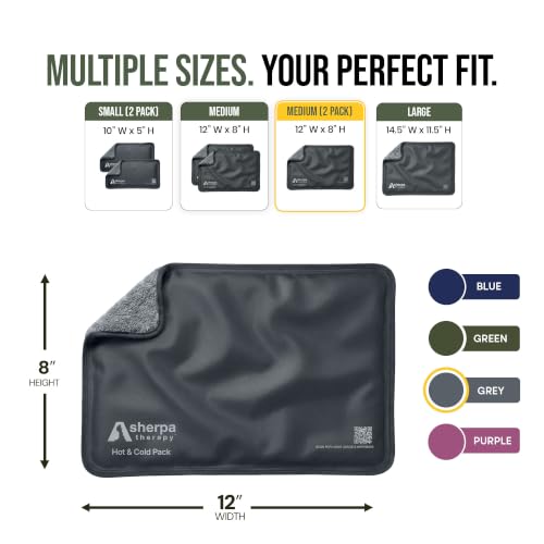 Medium Flexible Gel Ice Packs Reusable - Hot and Cold Soft Ice Packs for Injuries Reusable for Ankle, Arm, Foot, Leg, Back Pain Relief - 8" x 12" - 2PK - Grey - size: Medium (2 pack), style: Grey
