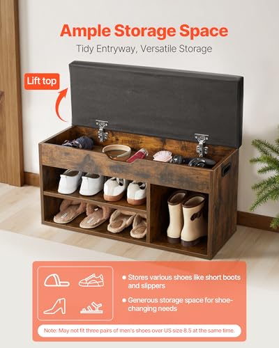VEVOR Shoe Storage Bench with Padded Cushion, Entryway Bench with Hidden Storage, Holds up to 300 lbs, 31.7 x 12.0 x 17.5 Inches, for Entryway, Hallway, Living Room, Bedroom - size: Hidden storage