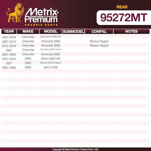 Metrix Premium Chassis Parts - 2 PC Rear Sway Bar Stabilizer End Link Kit Fits 07-19 Chevrolet Silverado 3500 HD, 01-13 Silverado 3500, 15-18 Silverado 3500, Silverado 3500 Classic, GMC Sierra 3500 HD - size: 95272MT