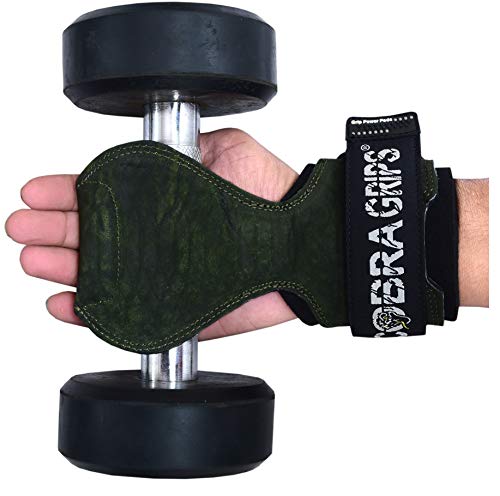 Cobra Grips Weight Lifting Gloves with Adjustable Neoprene Padded Wrist Wraps - Heavy Duty Alternative to Power Lifting Hooks for Deadlifts - color: FIT Green Sway Leather, size: 4.25 - 7.0"
