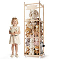 Ostutry Stuffed Animal Storage with Wheels - Wood Stuffed Animals Organizer Holder Zoo Large Capacity Plush Toy Cage with Elastic Band for Playroom, Bedroom, Nursery
