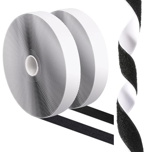 1''×41Ft Black Heavy Duty Hook And Loop Tape Adhesive, No Punching Picture Wall Mounting Roll, Sticky Back Couch Cushion Grip, Keep Rugs in Place, Strong Adhesive Tape for DIY at Classroom Office Home - size: 1In × 41Ft, style: Black