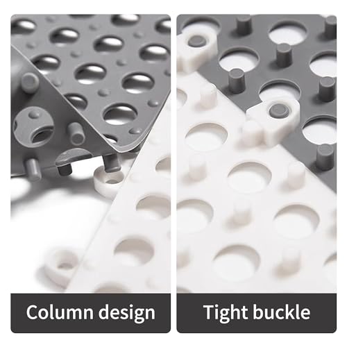 12Pack 12" x 12", Interlocking Rubber Floor Tiles Soft PVC Non-Slip Tile Splicing Shower Mat Outdoor Cushion Mat for Bathroom, Deck, Drain, Pool, Patio, Balcony, Kennel Grey