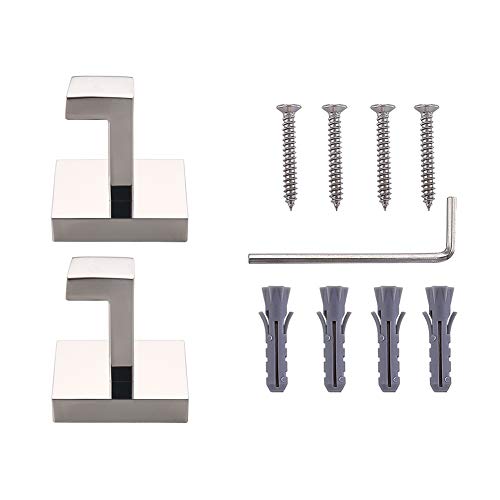 TASTOS Bath Towel Hooks Premium Stainless Steel Robe Coat and Clothes Hook, Heavy Duty Square Wall Mounted Modern Hook for Bathroom & Kitchen, Polished Chrome Finish, 2Pack - color: Polished Chrome, size: Square (2 Pack)