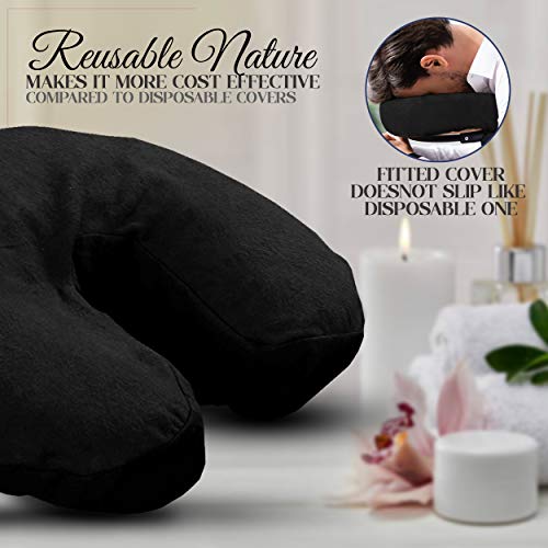 London Linens Pack of 10, Premium Extra Thick 100% Cotton Flannel Massage Tables Face Cradle Covers Cozies Fitted - Includes 10 pcs (Black) - color: Black, size: 10