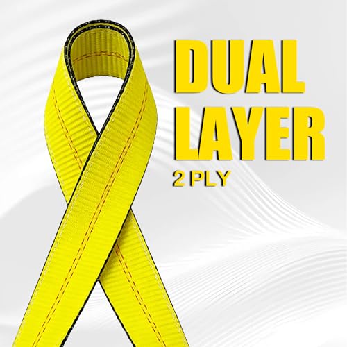 2''x 10FT Lift Sling Web Strap/Wear Guard End, Heavy Duty Flat Eye Lifting Sling with 15,000 lbs Reinforced Loops for Tree Saver Lifting Furniture Appliances Machine 2PK - size: 10ft