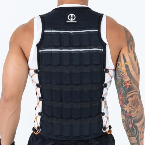 Hyperwear HyperVest ELITE Adjustable Weighted Vest for Women and Men — Thin Steel Weights, Stretch CORDURA Fabric — Weight Vest for Walking, Running, Strength Training - size: X-Large 20 Pounds Black