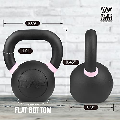 WF Athletic Supply Powder Coated Kettlebells, Black Matte Kettlebell Weights for Strength Training, Conditioning and Functional Fitness, LB and KG Markings - color: b. 18 LB