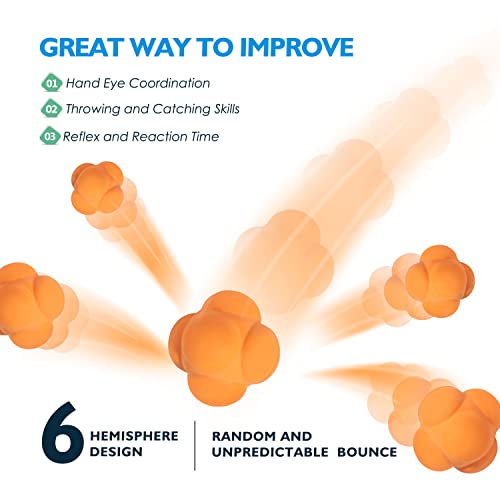 GSE Games & Sports Expert Sports Reaction Balls, Reactivity Ball for Field Training, Agility Trainer for Baseball, Rubber Bounce Balls for Hand-Eye Coordination & Speed Reflex Training - color: Orange, style: 3-Pack