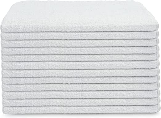 GOLD TEXTILES White Shop Towels Cotton [B Grade Towel] - 60 Pcs 20x40 Inches Shop Rags in a Box - Valuable Cleaning Rags Terry Towel for Industries, Automobiles and Commercial Use (60 Rags) - size: 60 Pack B Grade