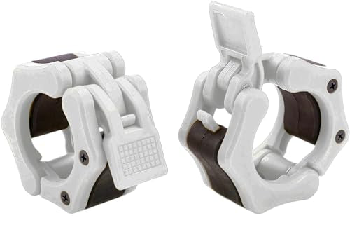 Olympic Barbell Clamps Collars Quick Release Pair Weight Clips for 2 inch Barbell WHITE - color: White