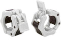 Olympic Barbell Clamps Collars Quick Release Pair Weight Clips for 2 inch Barbell WHITE - color: White