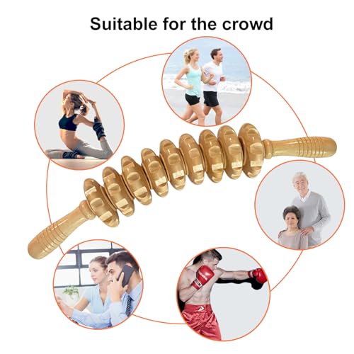 Manual Massage Stick, Curved Wooden Handheld Roller Trigger Point Massager for Fascia, Cellulite, Muscle & Abdomen, Body Therapy Massager, Belly Relief Tool, White - color: White