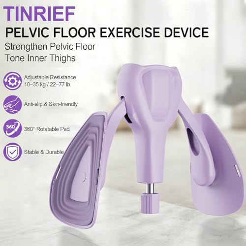 Pelvic Floor Exercise Devices 77 lb Adjustable Kegel Inner Thigh Exerciser and Hip Trainer Workout Equipment for Home Postpartum Recovery Women Men, with Band - color: Purple