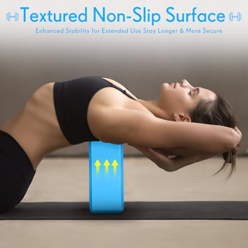 RoundFunny 4 Pack Yoga Blocks Non Slip Pilates Brick Foam Blocks Pilates Dance Gymnastics Workout Fitness Props Tool for Stretching Meditation and Exercise - color: blue