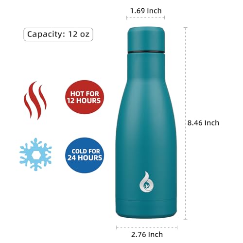 BJPKPK Insulated Water Bottle 12oz Small Stainless Steel Water Bottles Reusable Metal Thermal Keep Cold and Hot,Laguna - color: Laguna, size: 12 Ounces