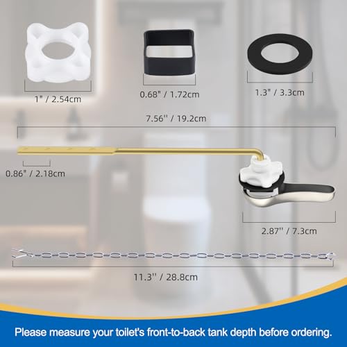 Hibbent Metal Front Mount Toilet Handle Replacement Kit, Brushed Nickel | Upgraded Metal Flush Lever, Universal Toilet Flush Handle Fit Front Tanks, Stainless Steel Flapper Chains, 4 Adjustable Holes - color: Brushed Nickel, style: Classic