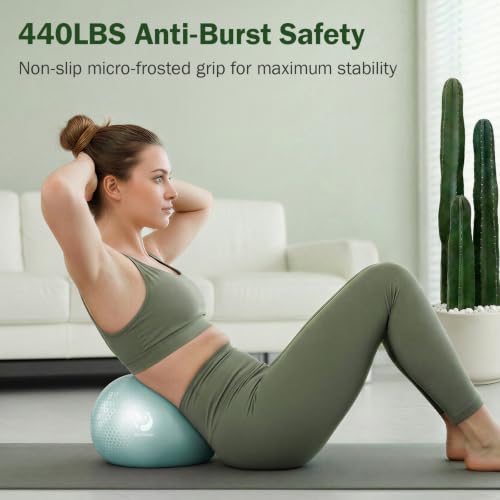 Slim Panda Pilates Ball, 9 Inch Small Exercise Ball, Anti Burst Mini Yoga Ball for Stability, Workout, Barre, Core Strength, Physical Therapy, Balance, Stretching - color: Pearl White & Mint Green