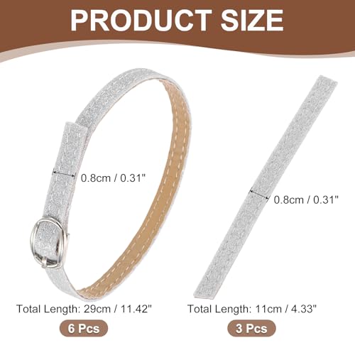 uxcell Replacement Ankle Strap for Heels Detachable Shoe Straps PU Leather Shoe Band - color: Frosted Silver