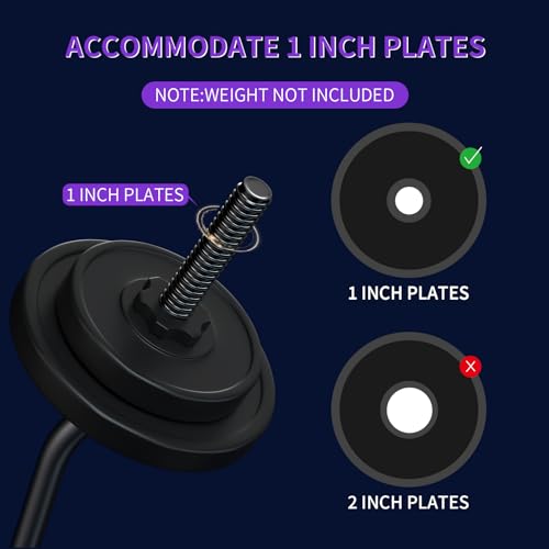47" EZ Curl Bar Weight Lifting Bar, 1-inch Curling Bars for Weight lifting | Barbell bar for Hip Thrusts/Squats/Lunges for Gym and Home, With 2 Star Double Risk Star-nuts (220lb Weight Capacity) - color: Black