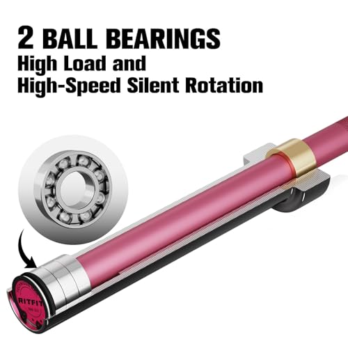 RitFit Barbell Weight Set - 4/6FT Olympic Barbell with Weight Plates (55-115LB Total) - Weightlifting Equipment for Squats, Curls, Deadlifts, Presses, Hip Thrusts - color: Pink, size: 6FT With 35LB Plates