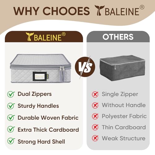 BALEINE China Storage Containers, Sturdy Quilted Wine Glass Storage, Plate Organizer with Carry Handles, Moving Boxes for Dishes, Cups, Mugs and Stemware (Mug Storage, Soft Shell Grey) - color: Grey, style: Mug Storage-Soft Shell