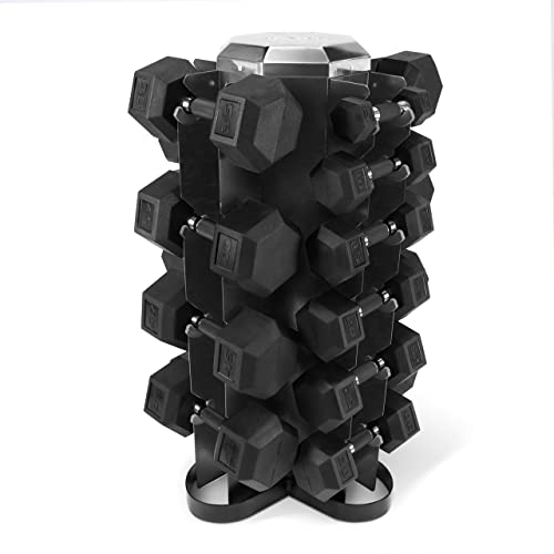 WF Athletic Supply Rubber Encased Hex Dumbbells with Rubber Grip Contoured Handle for Muscle Toning, Strength Building & Full Body Workout - color: x. 550LB Dumbbell Set w/ 4-Sided Vertical Rack