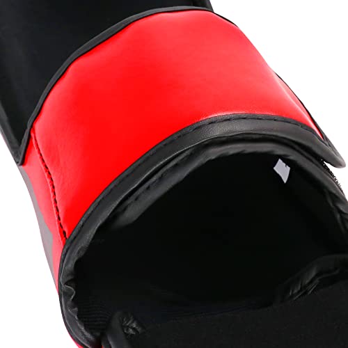 MMA Martial Arts Shin Guards – Padded, Adjustable Muay Thai Leg Guards with Instep Protection for Kickboxing/MMA Training and Sparring – Professional MMA Equipment - color: Red, size: Small