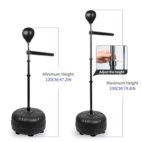 SYNTECSO Spinning Reflex Bar with Punching Bag, HAdjustable Height Boxing Bar, Boxing Speed Trainer for Home Gym