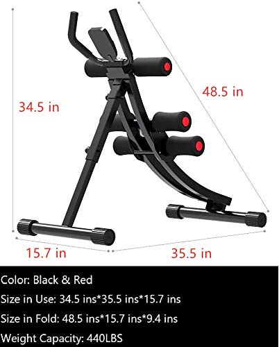 Fitlaya Fitness Core & Abdominal Trainers AB Workout Machine Home Gym Exercise Machine Ab Cruncher Foldable Fitness Equipment - color: red01