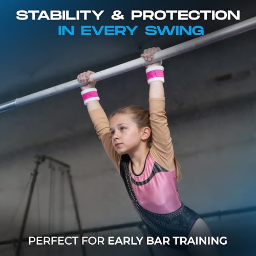 Gibson Athletic Rainbow Gymnastics Grips for Beginners, Unisex Durable Leather Grip, Hook & Loop Closure for Secure Grip & Wrist Support, Athletic Grip & Hand Protection for Young Gymnasts Made in USA - color: Blue, style: Large