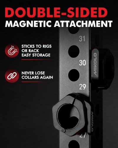 Mikolo Barbell Clamps,2-Inch Olympic Barbell Clips with Anti-Slip TPR Lining and Quick Release for Home and Gym Use - color: Black, style: Non Magnetic