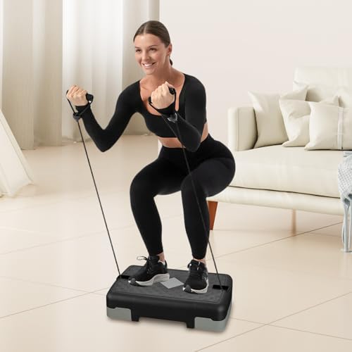 Exercise Step Exercising Training Steppers with Tension Bands | Multifunctional Aerobic Stand for Adults Men Women Indoor Home Sports Floor Exercising - color: Gray