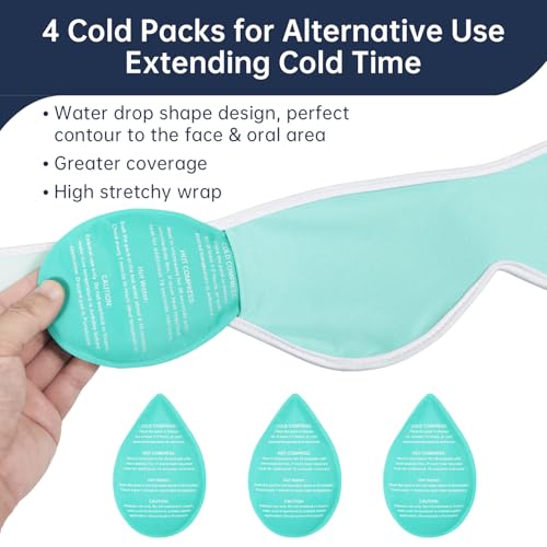 ZNÖCUETÖD Wisdom Teeth Ice Pack Face Head Wrap for Wisdom Teeth Removal Toothache Pain Relief, TMJ, Jaw Ice for Face Oral Surgery, Dental Implant with 4 Reusable Hot Cold Gel Packs (Mint Green) - color: Mint Green