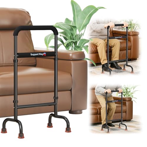 Stand Assist Aid for Elderly, Use on Chair & Couch, Fits Tight Spaces | Sturdy aluminum frame, 19.6" non-slip base. Adjustable 29.7"-39.7". 450 lb cap.Use on chair, couch, bed & toilet. - color: Black-aluminium