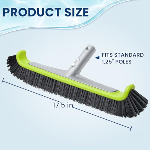 Sepetrel 17.5" Pool Brush Head for Cleaning Walls,Heavy Duty Inground/Above Ground Swimming Pool Scrub Brushes with Premium Strong Bristle & Reinforced Aluminium Back - size: Curved Edge for Walls