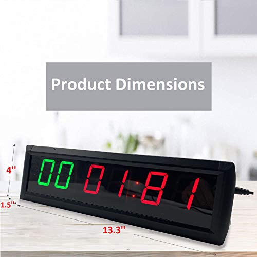 Workout Timer Wall Interval Clock Count Down/Up Stopwatch with Remote (1.8inch Green and Red) - color: 1.8inch Green and Red