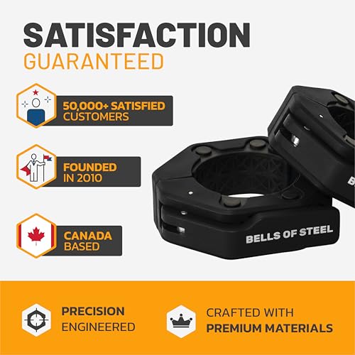 Magnetic Barbell Collars [Bells of Steel] Version 2.0 Premium Weight Bar Clamps, Quick Release Barbell Clips, Olympic Barbell Clamps, High-Strength Nylon Gym Clips, Pair, Black - color: Black V.2