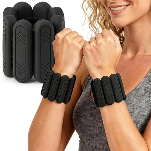 Wrist & Ankle Weights for Women Men, 1lb/2lb/4lb Set of 2 - Adjustable Wearable Weighted Bands, Waterproof Silicone Arm & Leg Weights for Pilates, Yoga, Walking, Dance, Home Workout & Gym - color: Black, size: 0.5lb each weight (1lbs Pair)