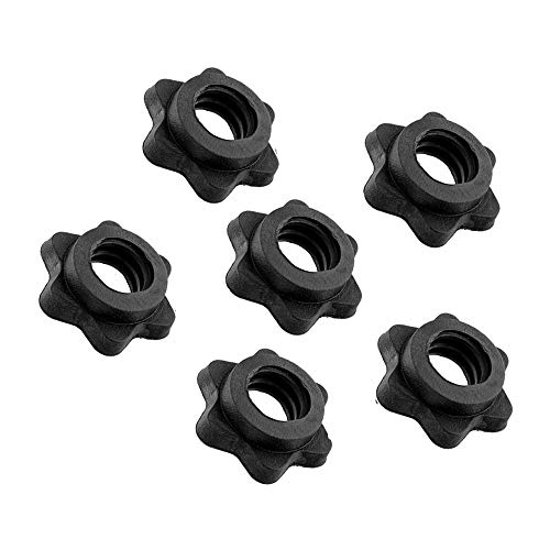 ANLEMIN 6 PCS Vinyl Spinlock Collars for 1" Standard Barbells Bars Sports Anti-Slip Spin-Lock Collar Nut Dumbbell Screw Clamps for Dumbell Weight Lifting Fitness Training