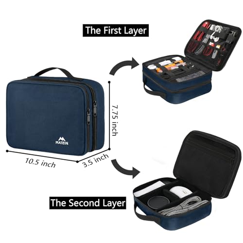 MATEIN Electronics Organizer Travel Case, Water Resistant Portable Travel Cord Organizer for Earphone, Power Bank, and Flash Drive, Universal Carry Case for Cables, Tech Gifts for Men, Navy Blue - color: Navy Blue, size: Medium